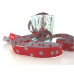 Punkteband, rot-grau 