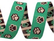 Webband Pfötchen grün 