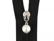 Zipper für 3mm RV silber mit Perle rund 
