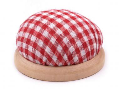 Nadelkissen mit Holzboden rot-weiß 