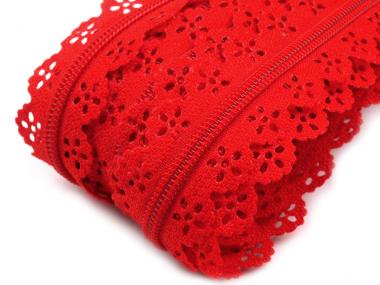 endlos Reißverschluss Spitze rot 10m