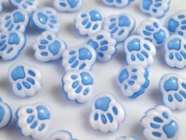 10 Knöpfe Pfoten/Tatzen Blau 