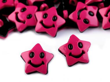 10 Knöpfe Sterne pink-schwarz 