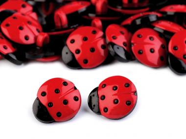 10 Knöpfe Marienkäfer rot schwarz 