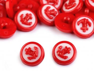 10 Knöpfe Anker rot-weiss 