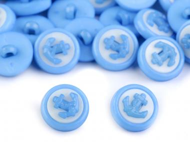 10 Knöpfe Anker blau-weiss 