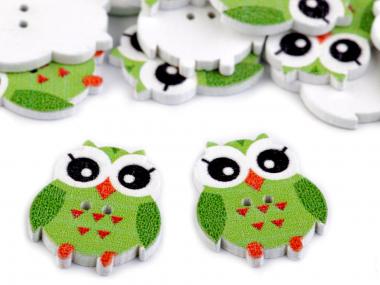 5 Knöpfe Eulen grün 