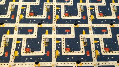 Baumwollstoff Straße petrol 