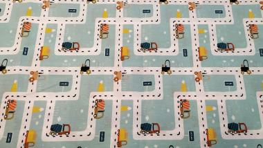 Baumwollstoff Straße minttürkis 