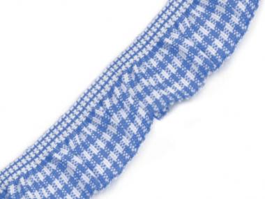 Rüschengummi kariert blau 