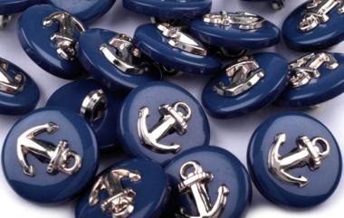 5 Knöpfe Anker blau 