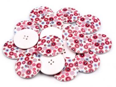 5 Holzknöpfe Blumen Größe 60 Mandala 