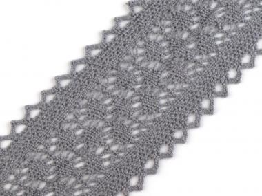 Klöppelspitze Baumwolle Breite 63 mm grau 