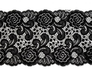 Spitze elastisch Breite 160 mm schwarz 