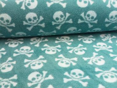 Polarfleece Piraten Totenkopf petrol 