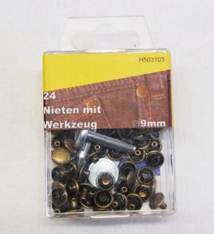 24 Nieten Ø9 mm messing 