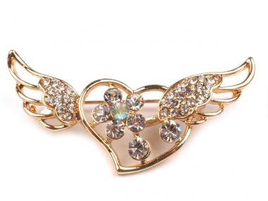 Brosche Herz gold glitzer 