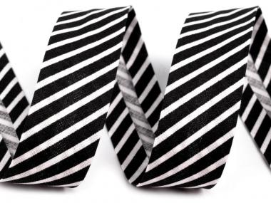 Baumwollschrägband gestreift schwarz 