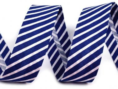 Baumwollschrägband gestreift blau 