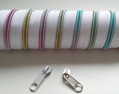 Reißverschluss 5mm bunt Regenbogen weiss 25m