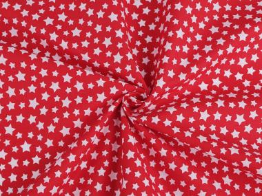 Baumwollstoff mit Sternen rot-weiss 