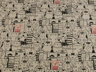 Baumwollstoff Katzenstoff Hunde beige schwarz 