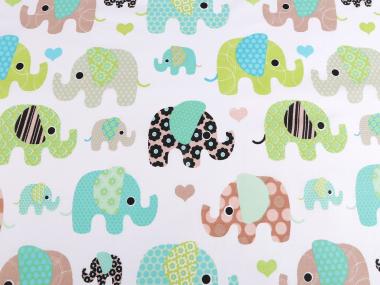 Baumwollstoff Elefanten Elefantenstoff mint-braun 