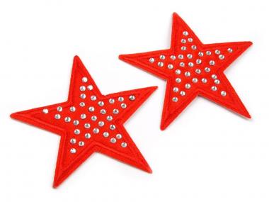 Aufbügler Stern mit Steinen rot 