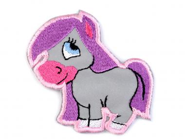 Applikation Pferd lila reflektierend 