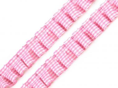 Rüschenborte kariert rosa 