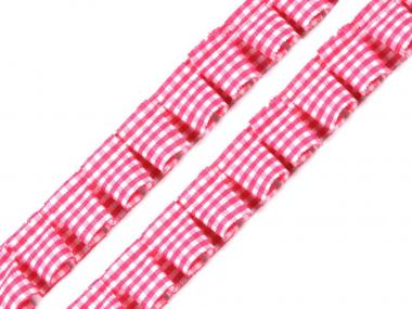 Rüschenborte kariert pink 