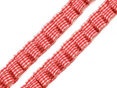 Rüschenborte kariert rot 