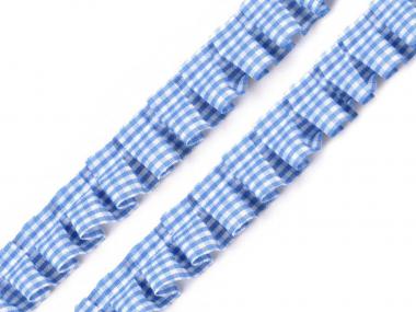 Rüschenborte kariert blau 