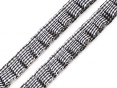 Rüschenborte kariert schwarz 