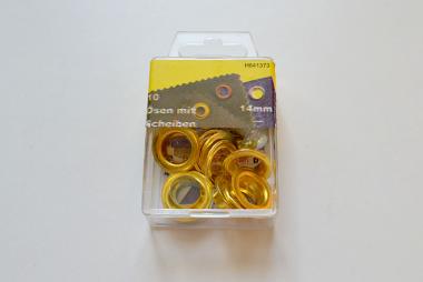 10 Ösen 14mm gold 