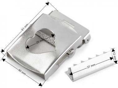 Gürtelschnalle Herz mit Endstück 40mm 