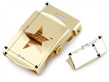 Gürtelschnalle Stern gold 30 mm 