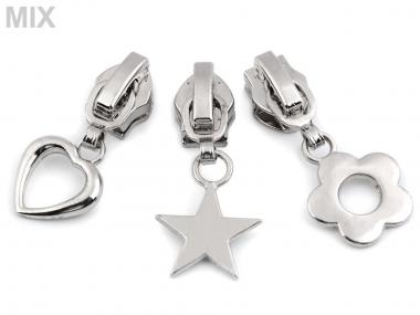 Zipper für 5mm RV silber Blume 10 Stück