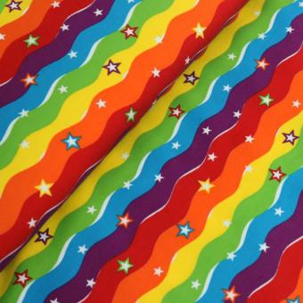 Jerseystoff Regenbogen rot 