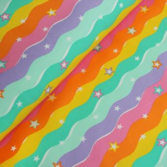 Jerseystoff Regenbogen rosa 