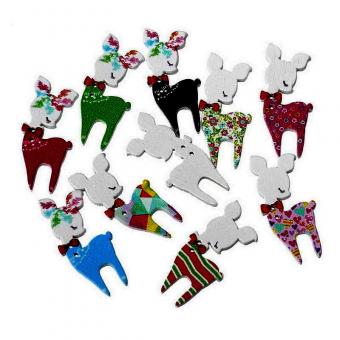 10 Holzknöpfe Rehe Mix 