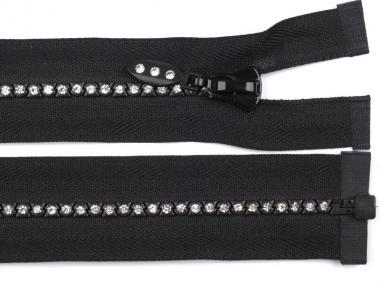 Glitzer-Reißverschluss 35cm schwarz teilbar 