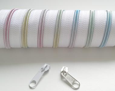 Reißverschluss 5mm bunt Regenbogen creme 25m