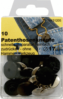 8 Jeansknöpfe 17mm schwarz 