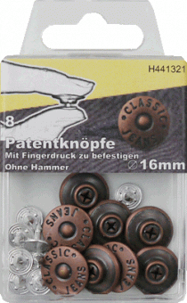 8 Patentknöpfe 16mm kupfer 