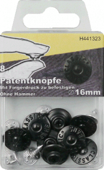 8 Patentknöpfe 16mm schwarz 