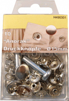 10 Anorakknöpfe 15mm silber Jackenknopf 