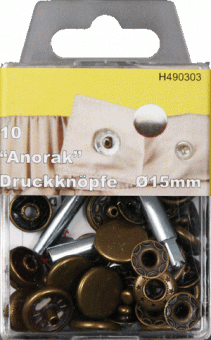 10 Anorakknöpfe 15mm messing Jackenknopf 