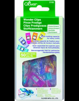 50 Clover Stoffklammern bunt 