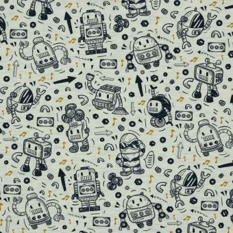 Jerseystoff beige mélange Robots 